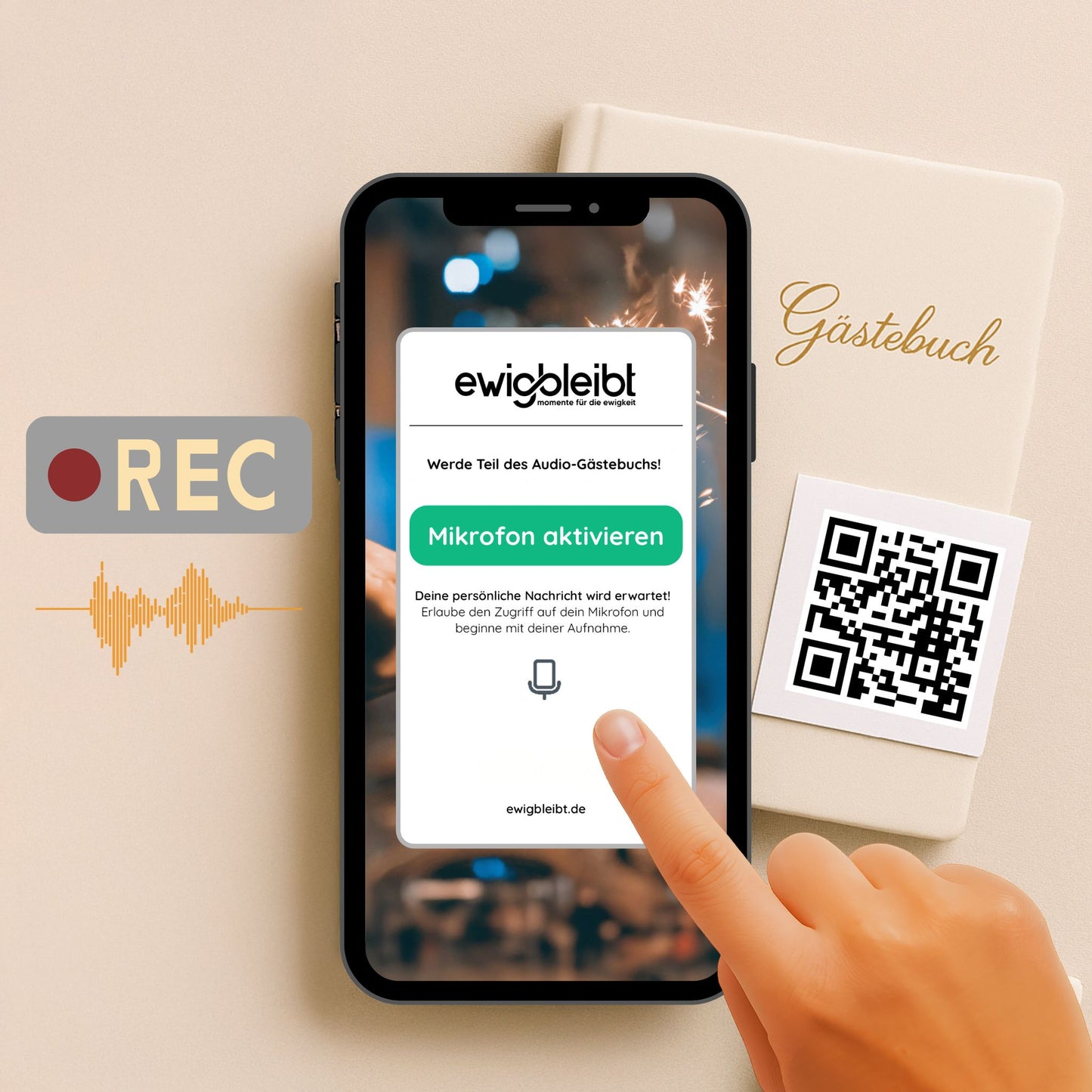 Vorschau des digitalen Audiogästebuchs von ewigbleibt auf dem Smartphone