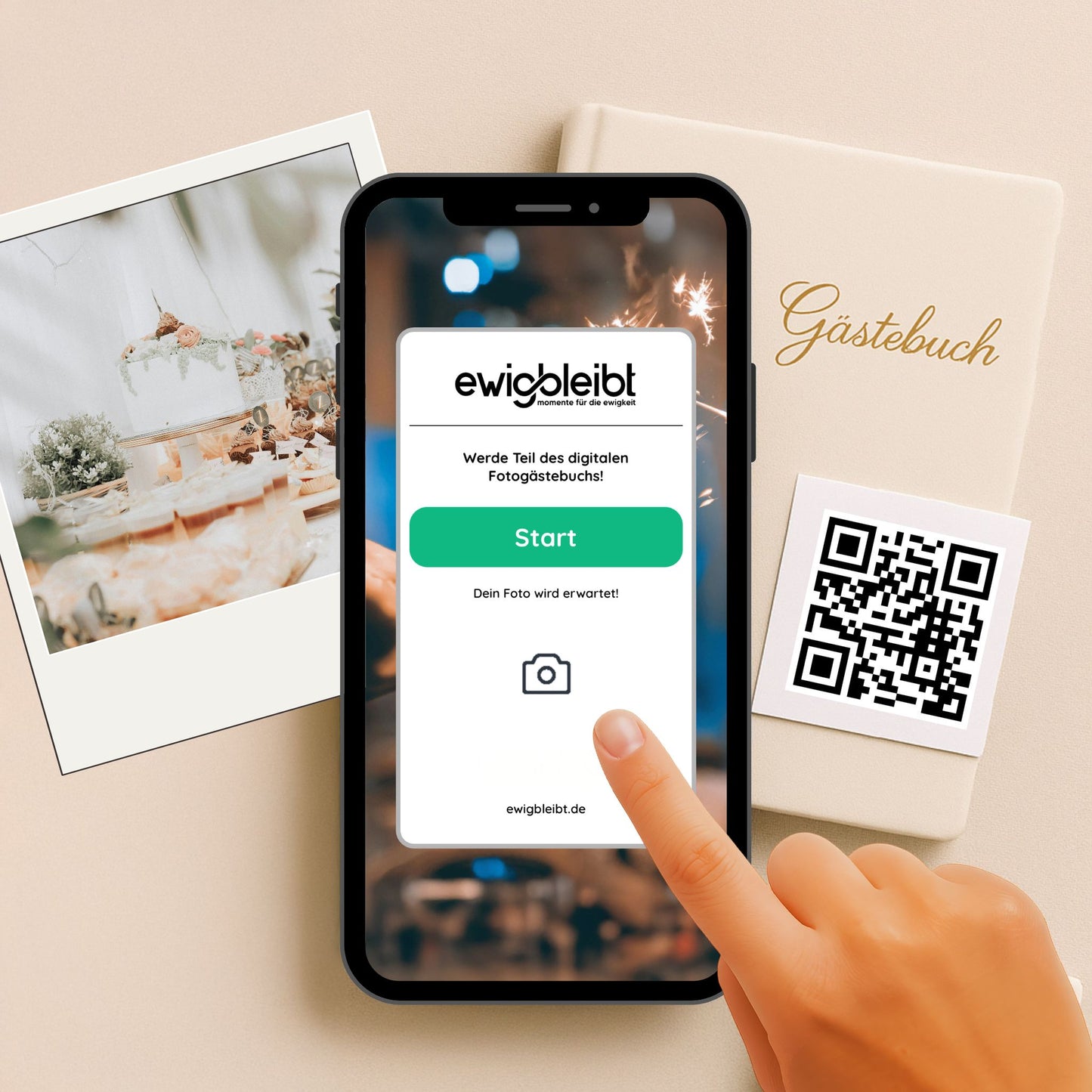 Vorschau des digitalen Fotogästebuchs von ewigbleibt auf dem Smartphone